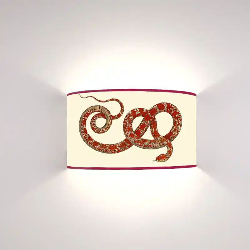 Ventola Fauna Serpente Rosso fondo Crema