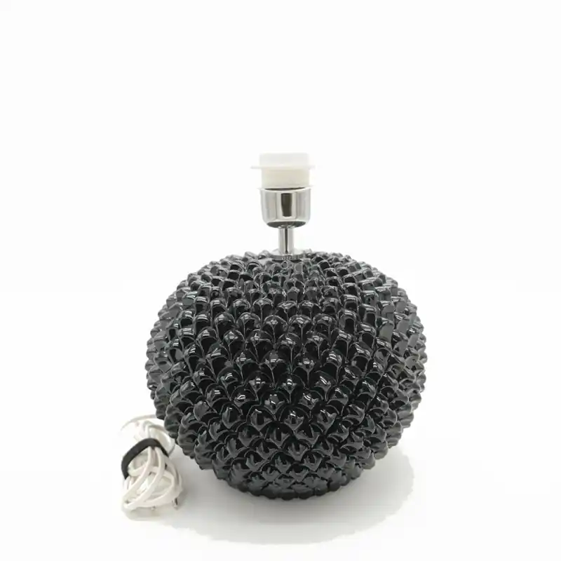 Base Lampada Pigna Sfera Nera Lucida
