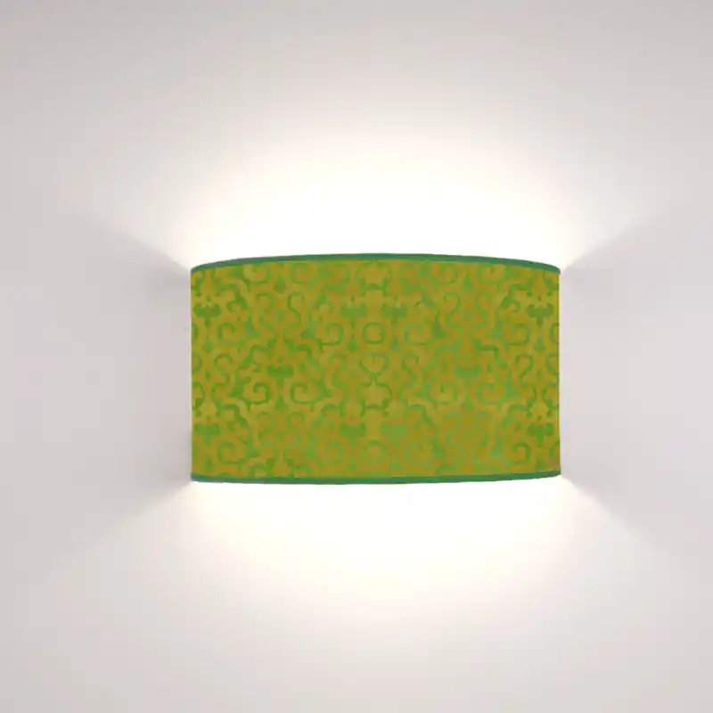 Ventola Arabesco Senape su fondo Verde