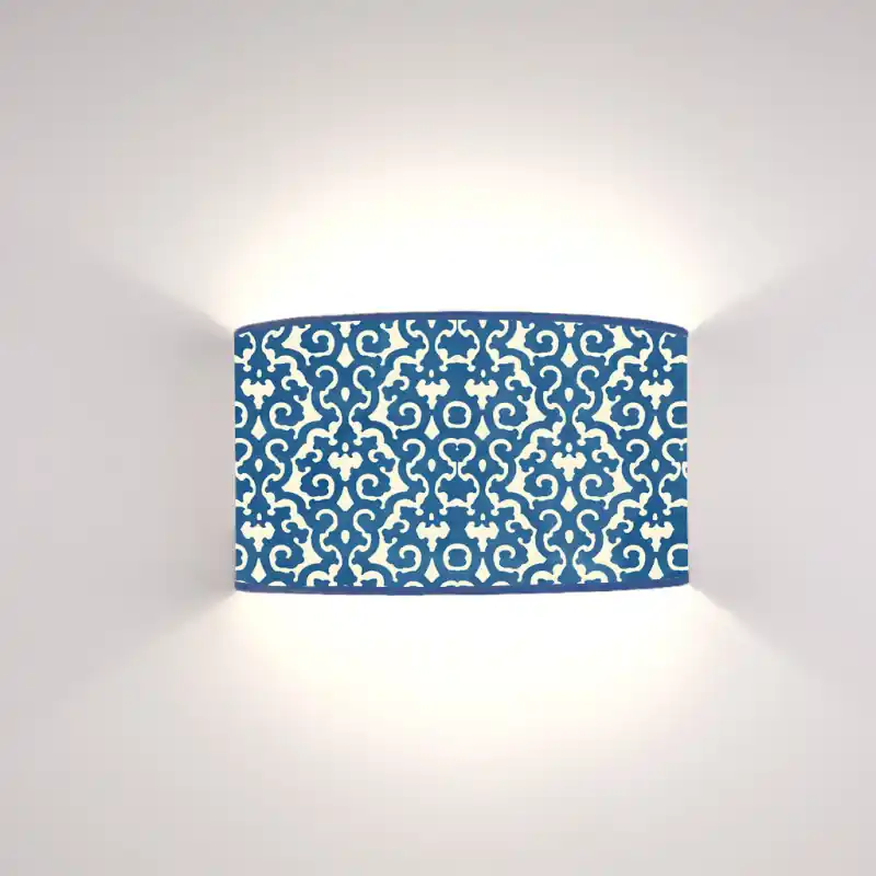 Ventola Arabesco Blu su fondo Crema