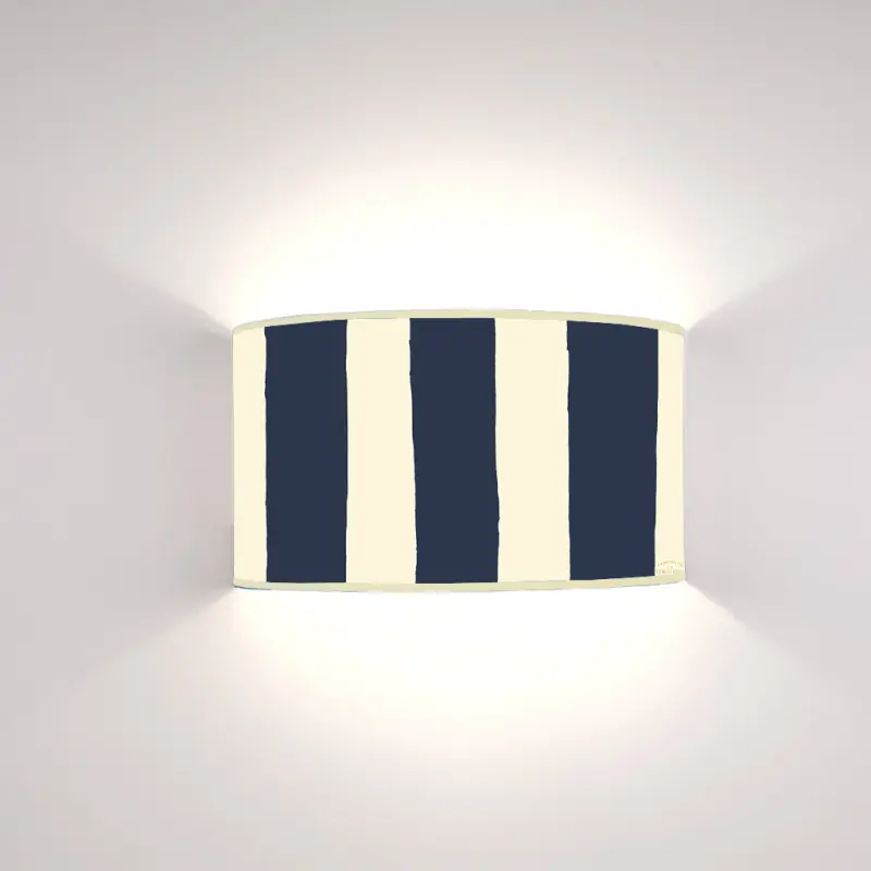 Ventola Geo Righe Blu Navy Larghe su fondo Crema