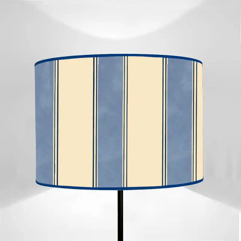 Paralume cilindro Righe Parati Avio e Blu Navy
