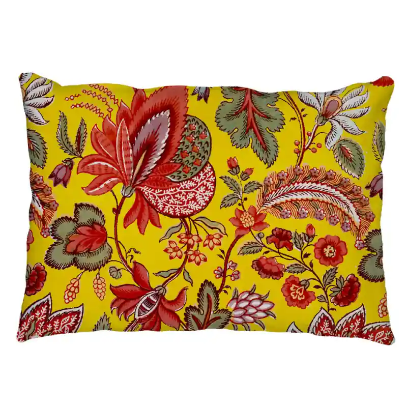 Cuscino Indienne su fondo giallo ocra