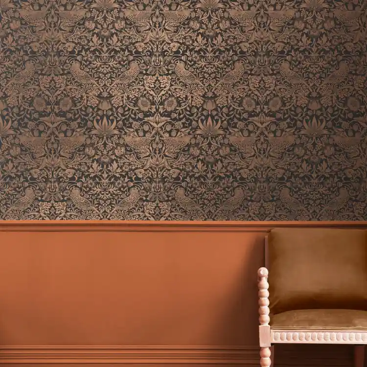 CARTA PARATI WILLIAM MORRIS AT HOME - STRAWBERRY THIEF FIBROUS